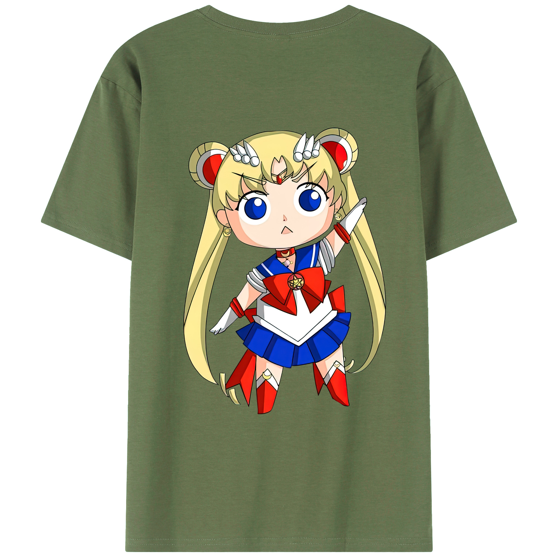 （画像用） 美少女戦士セーラームーン 月野 うさぎ つきの うさぎ Sailor Moon Tsukino Usagi 綿100％ メンズ半袖Tシャツ（バックプリント） 通気性